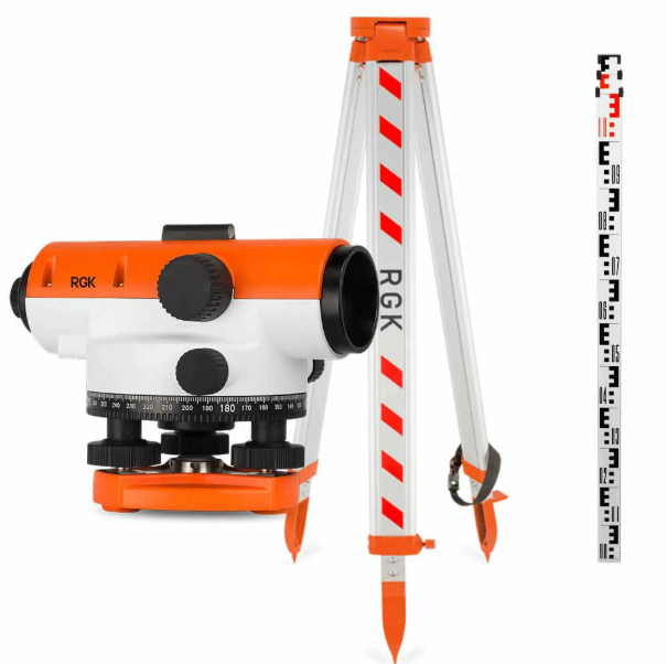 Комплект 3в1: нивелир RGK C-20 + штатив, рейка 4м Комплект 3в1: нивелир RGK C-20 + штатив, рейка 4м